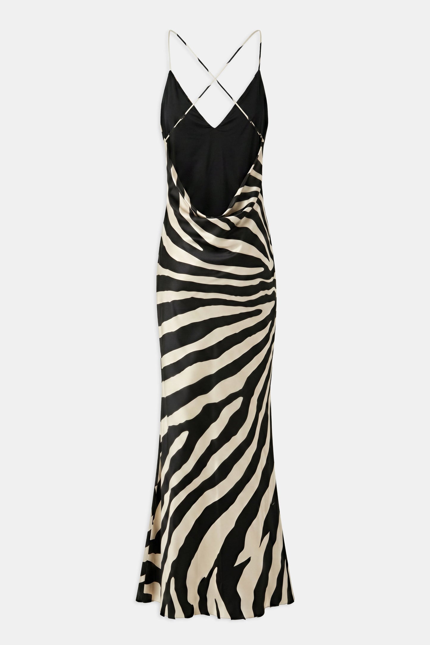 Satin Slinky Cowl Back Gown - Abstract Zebra