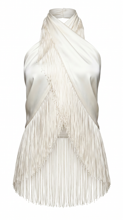 Cascade Halter Fringe Top