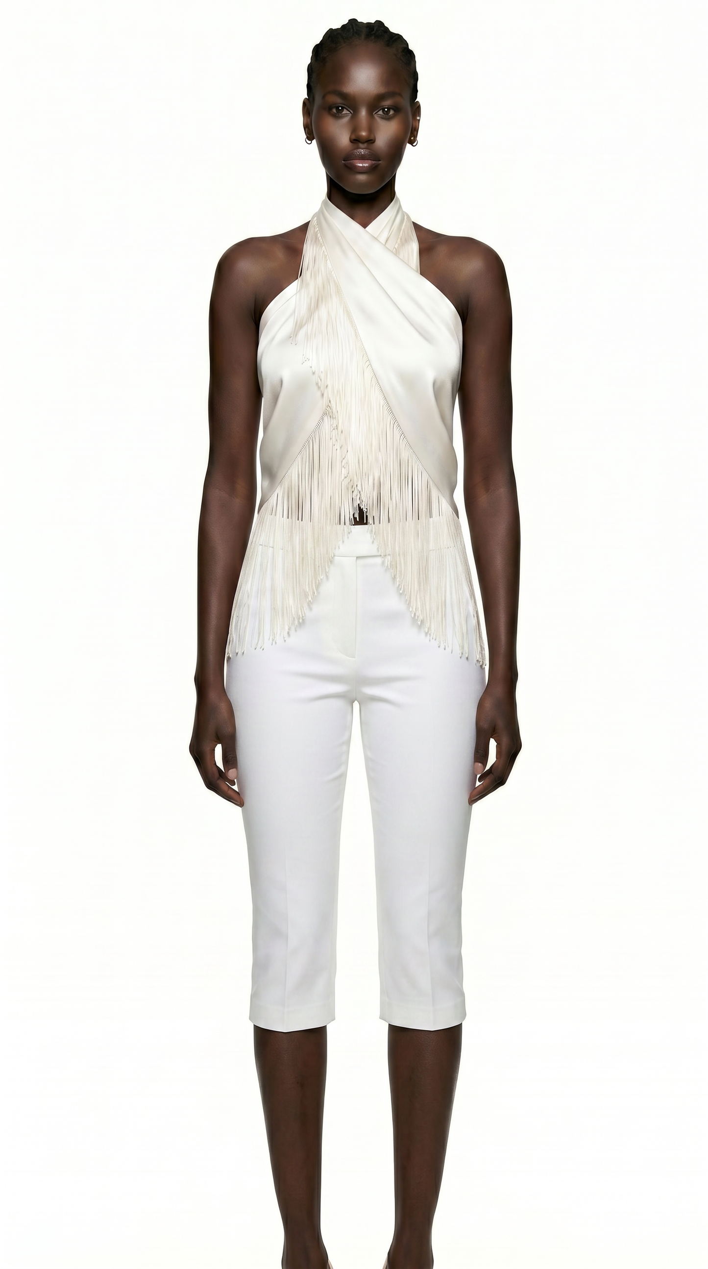 Cascade Halter Fringe Top