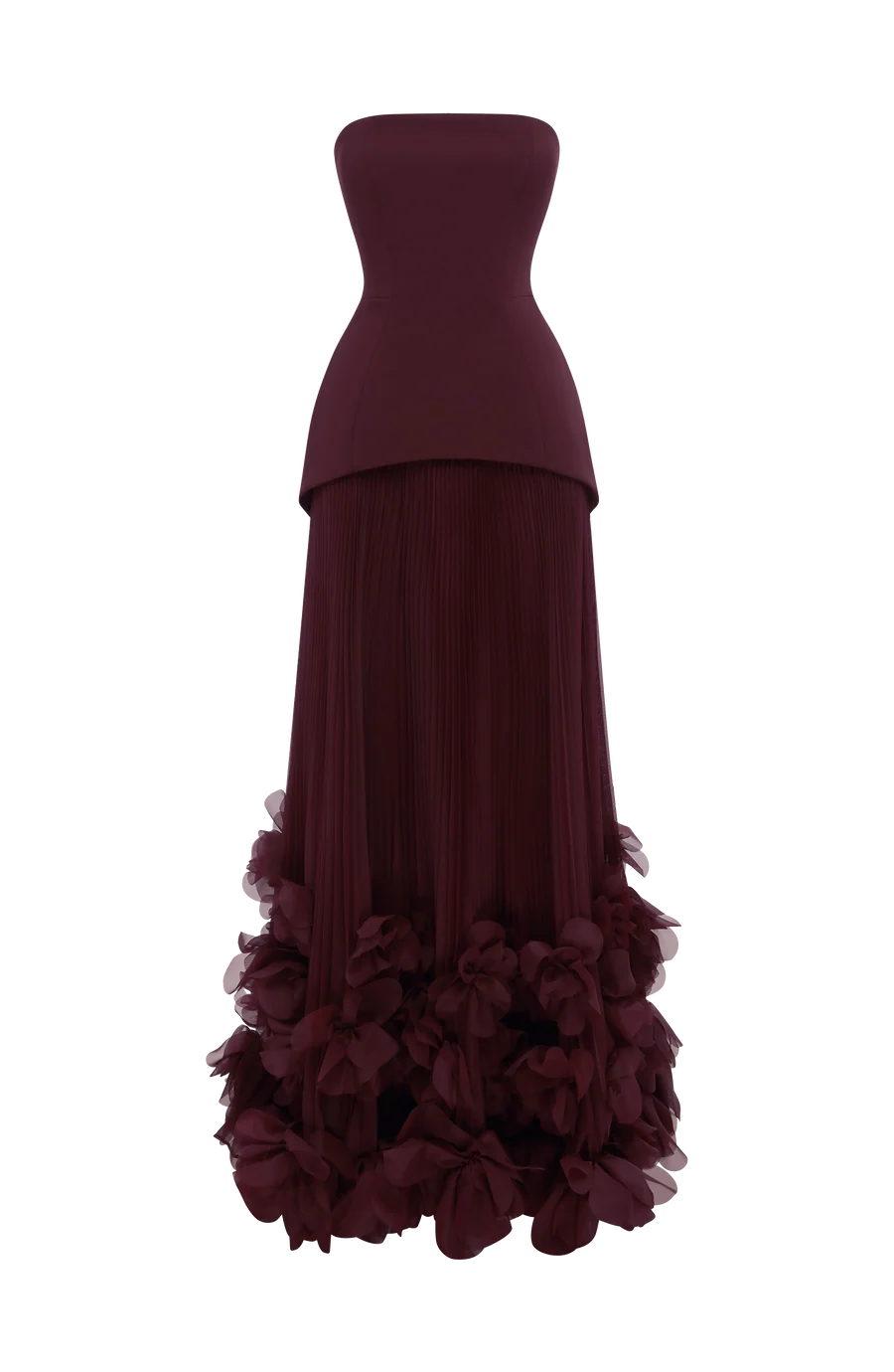 The Velmira Floral Gown – Cherry Bordeaux