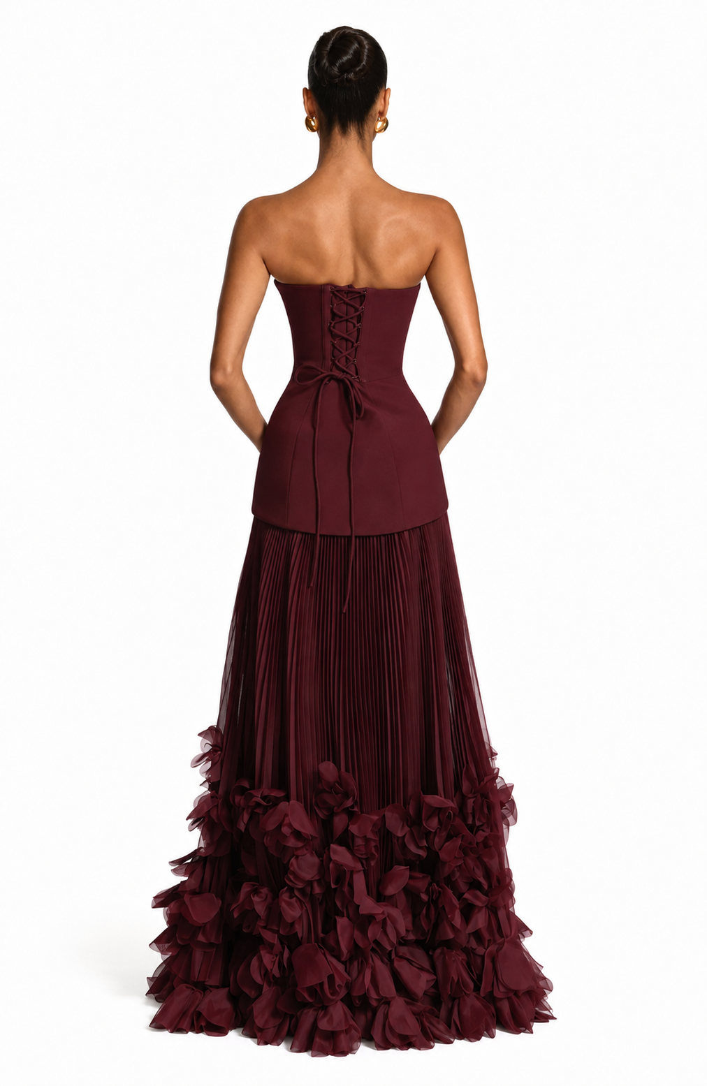 The Velmira Floral Gown – Cherry Bordeaux