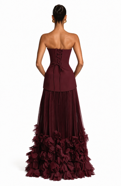 The Velmira Floral Gown – Cherry Bordeaux