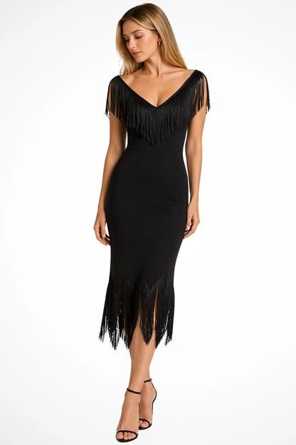 Sevraine Fringe Midi Dress