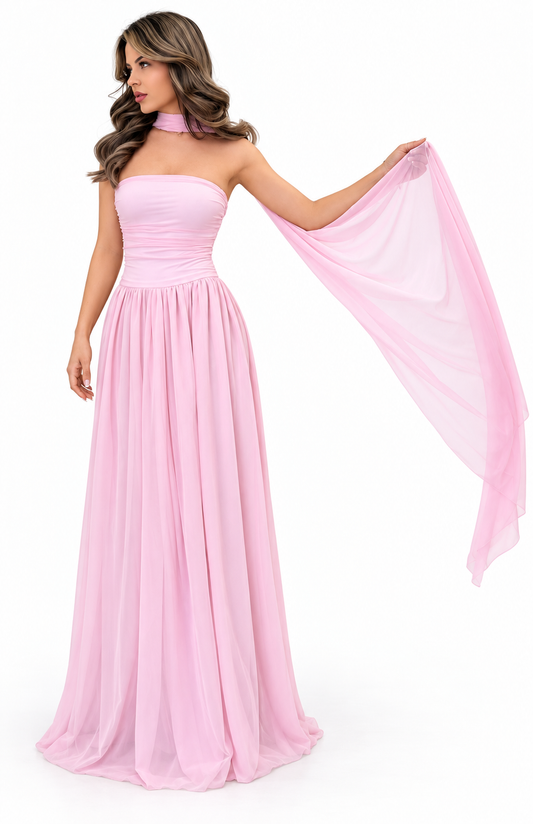 Amorielle Scarf-Drape Maxi Dress