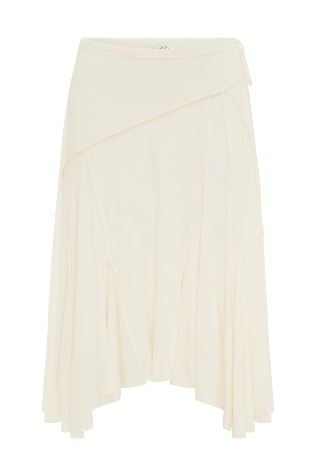 Ivory Slinky Exposed Seam Detail Midi Skirt